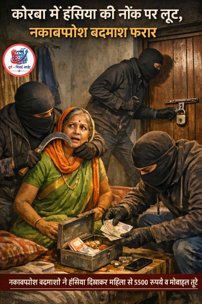 कोरबा में हंसिया की नोंक पर लूट, नकाबपोश बदमाश फरार