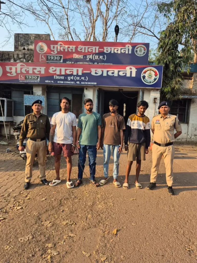 (दुर्ग) सिंथेटिक हेरोईन (चिट्टा) के साथ 4 आरोपी गिरफ्तार