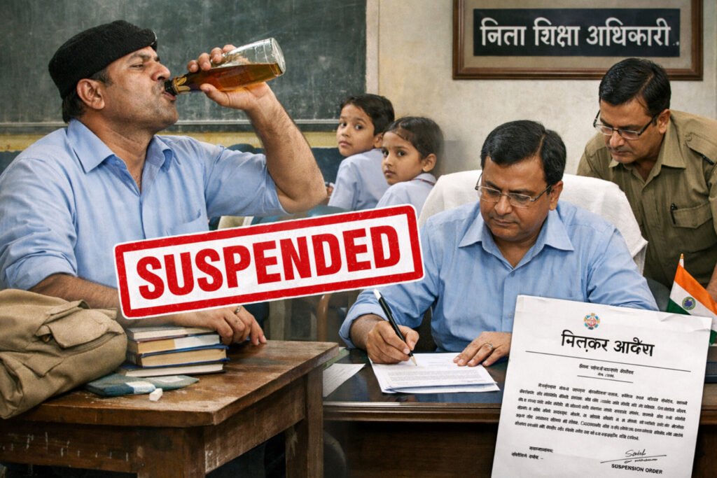 *ड्यूटी के दौरान शराबखोरी के आरोप में शिक्षक निलंबित* = बीईओ के प्रतिवेदन पर जिला शिक्षा अधिकारी बीआर बघेल का एक्शन =